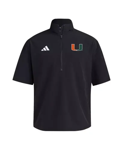 Men's Black Miami Hurricanes 2024 Half-Zip Short Sleeve Training Jacket-Black - 3