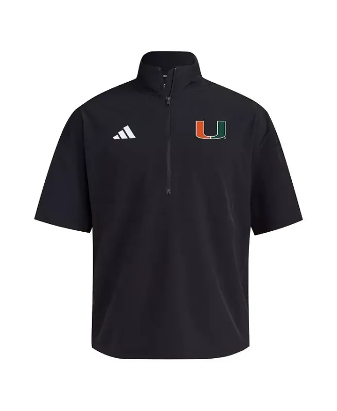 Men's Black Miami Hurricanes 2024 Half-Zip Short Sleeve Training Jacket-Black - 3
