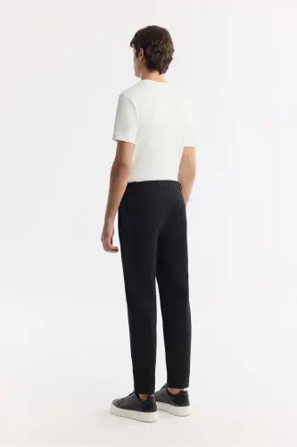 Men's Black Nora Slim Fit Chino Pants with Elastic Side Waist and Waffle Fabric B003033 - 3