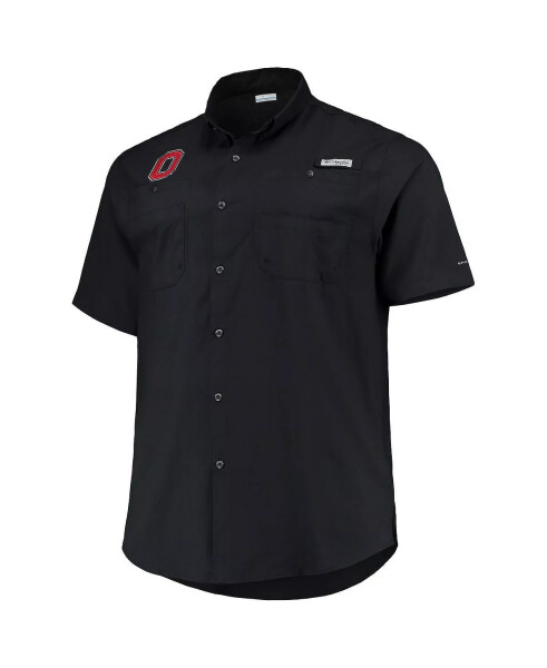 Men's Black Ohio State Buckeyes Big and Tall Tamiami Omni-Shade Button-Down Shirt Black - 4