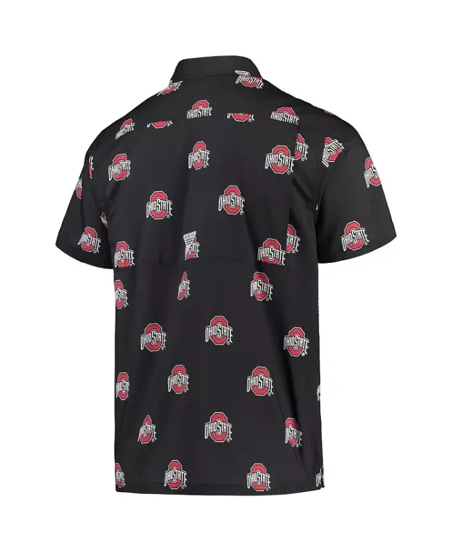 Men's Black Ohio State Buckeyes Super Slack Tide Omni-Shade Button-Up Shirt - 5