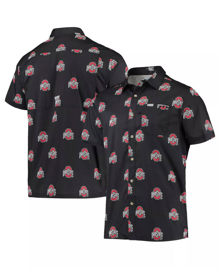 Men's Black Ohio State Buckeyes Super Slack Tide Omni-Shade Button-Up Shirt Black - 7