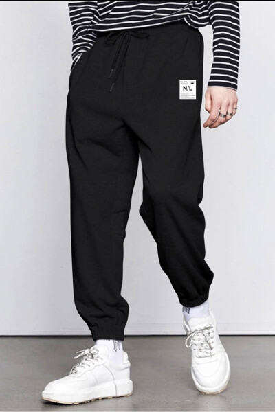 Men's Black Oversize Jogger Pants - NORTH LONDON