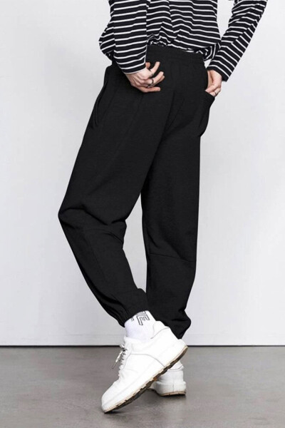 Men's Black Oversize Jogger Pants - 2