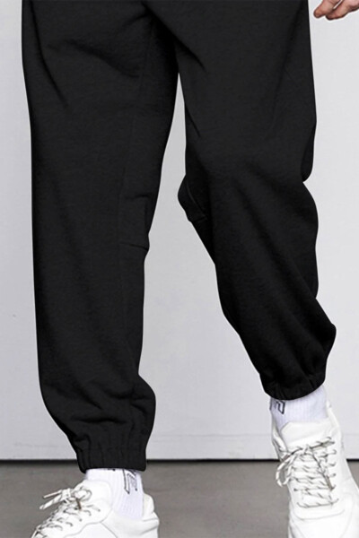 Men's Black Oversize Jogger Pants - 3