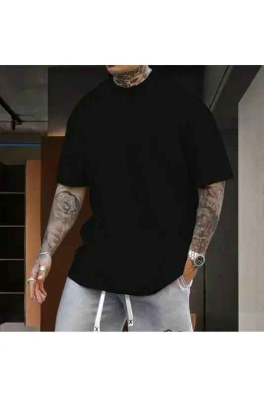 Men's Black Oversized Wide T-shirt-blackkk - 1