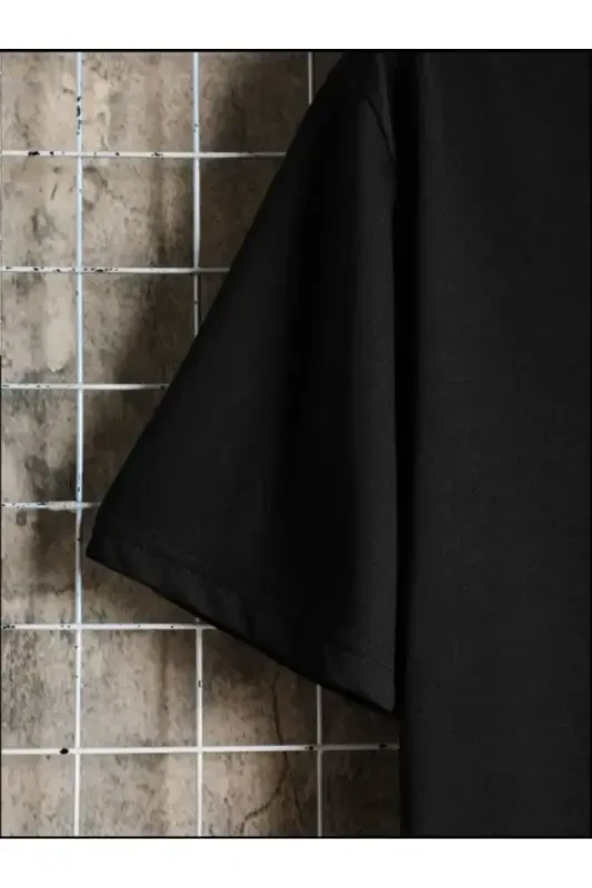 Men's Black Oversized Wide T-shirt-blackkk - 3