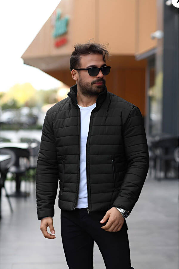 Men's Black Padded Lined Jacket - 5