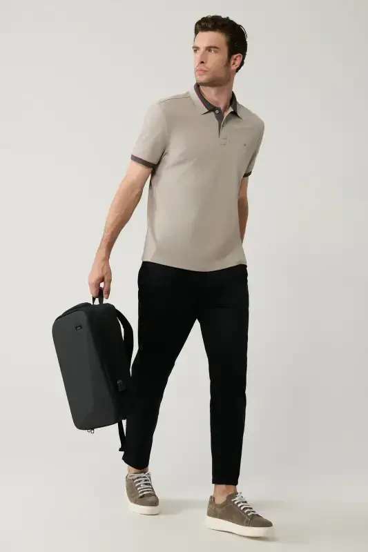 Men's Black Pagos Relaxed Fit Classic Waist Trousers A41Y3037 - AVVA