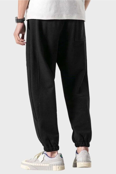 Men's Black Patchwork Jogger Pants - 2