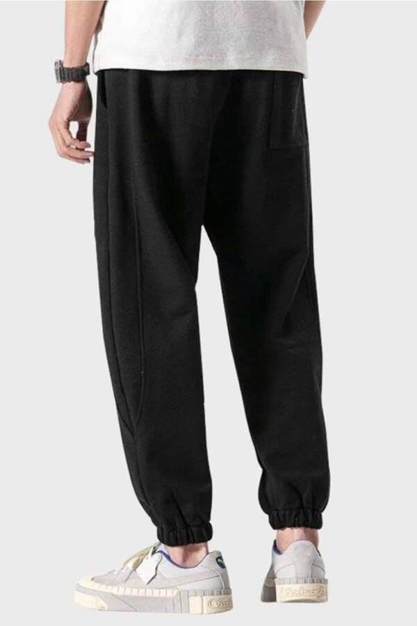 Men's Black Patchwork Jogger Pants - 2