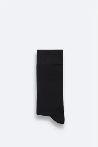 Men's Black Plain Bamboo Ankle Socks B008505-Black - 1
