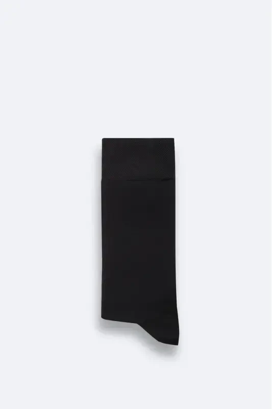 Men's Black Plain Bamboo Ankle Socks B008505-Black - 1