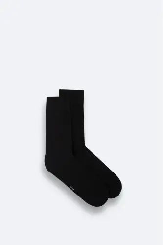 Men's Black Plain Bamboo Ankle Socks B008505-Black - AVVA (1)