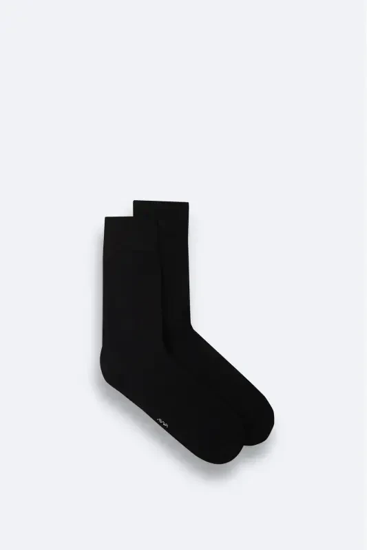 Men's Black Plain Bamboo Ankle Socks B008505-Black - 2