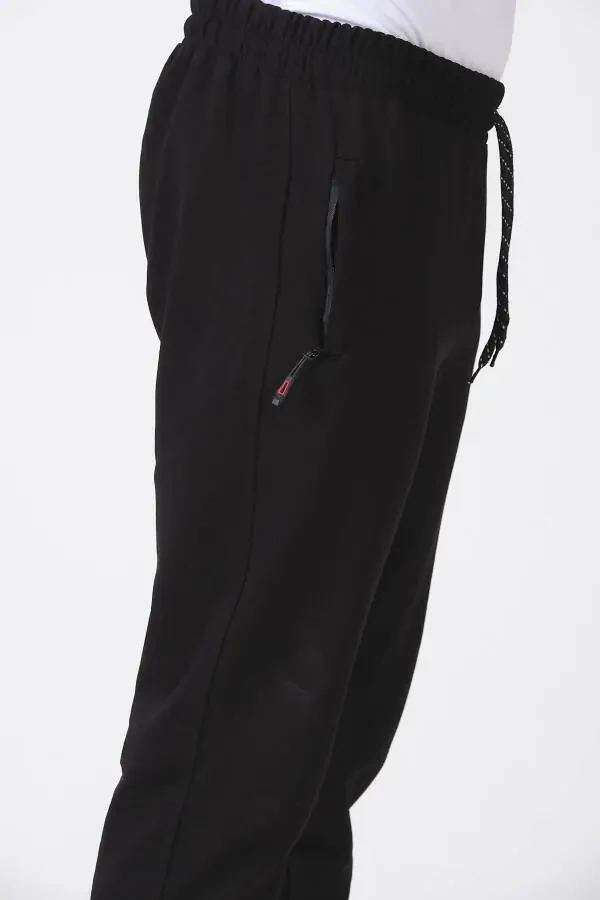 Men's Black Plain Tracksuit Bottoms - 2