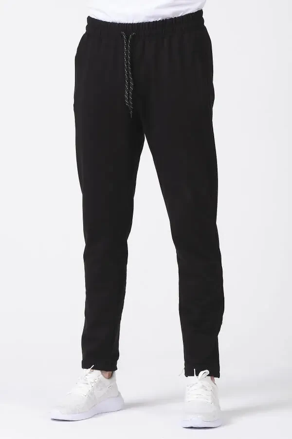 Men's Black Plain Tracksuit Bottoms - 3