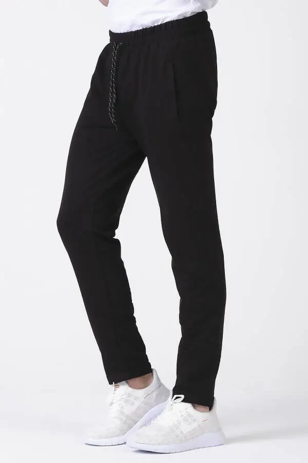 Men's Black Plain Tracksuit Bottoms - 4