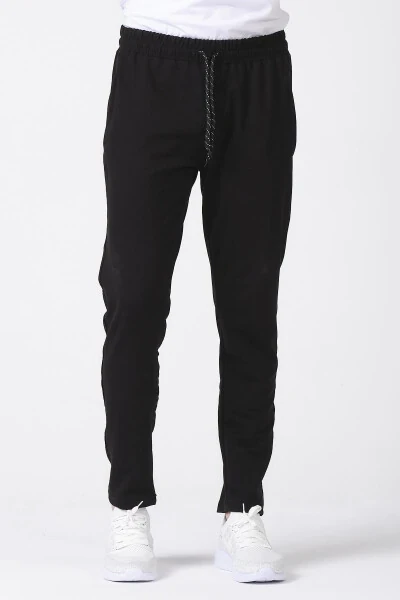 Men's Black Plain Tracksuit Bottoms - 6