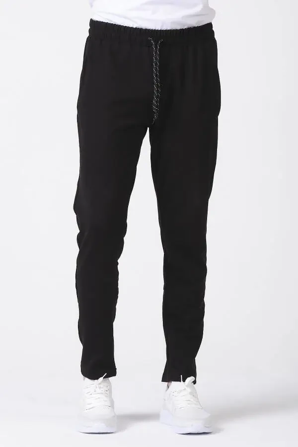 Men's Black Plain Tracksuit Bottoms - 6