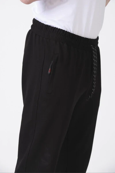 Men's Black Plain Tracksuit Bottoms - 7