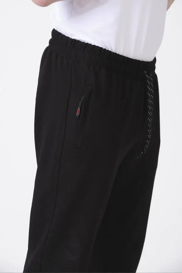 Men's Black Plain Tracksuit Bottoms - 7