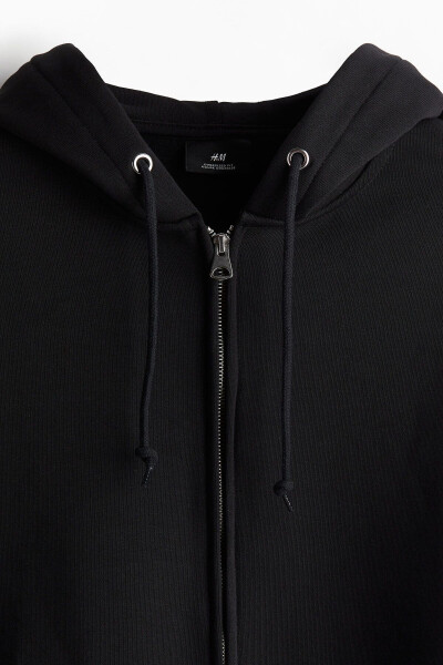 Men's Black Plus Size Zipper Hoodie - 2