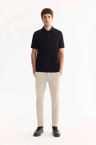 Men's Black Polo Jacquard T-shirt - 5