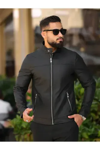 MEN'S BLACK PREMIUM LEATHER JACKET-BLACK RYN SNAP - BASEL.CO (1)