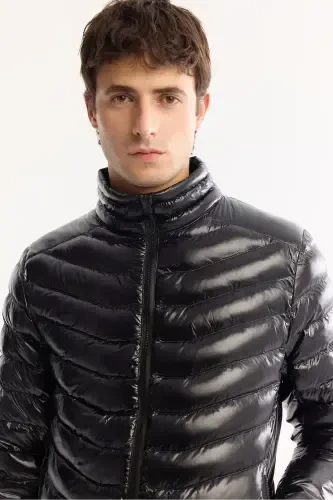 Men's Black Puffer Jacket - 3