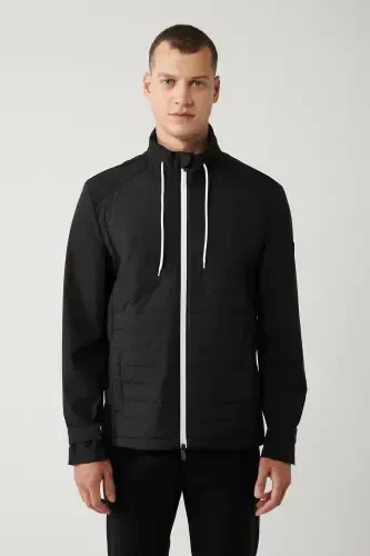 Men's Black Quilted Lace-Up Jacket - 3