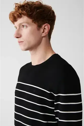 Men's Black Rayon Knit Sweater - AVVA (1)