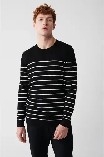 Men's Black Rayon Knit Sweater - 3