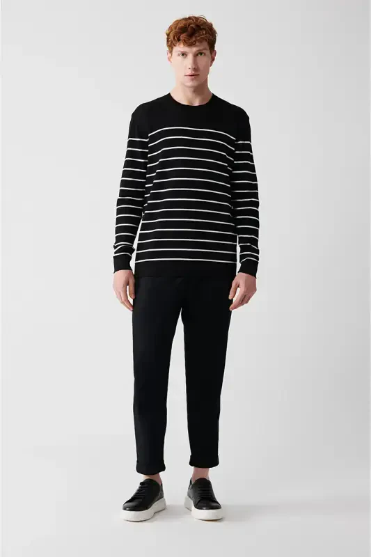 Men's Black Rayon Knit Sweater - 5