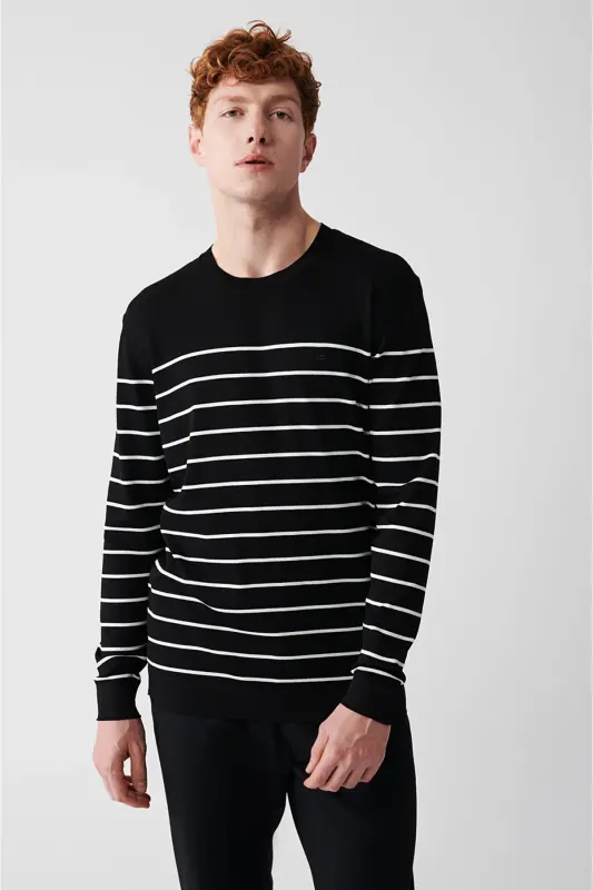 Men's Black Rayon Knit Sweater - 3