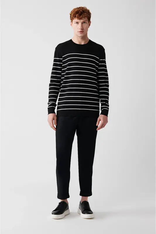 Men's Black Rayon Knit Sweater - 5