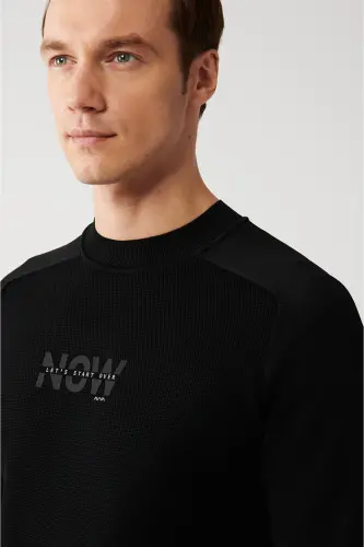 Men's Black Rayon Knit Sweater - AVVA (1)