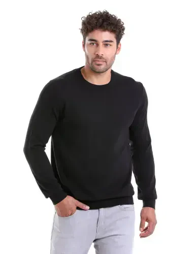 Men's Black Regular Fit 100% Cotton Crew Neck T-shirt - 1