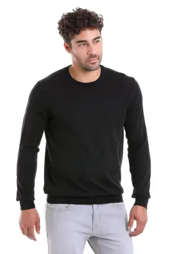 Men's Black Regular Fit 100% Cotton Crew Neck T-shirt - 3