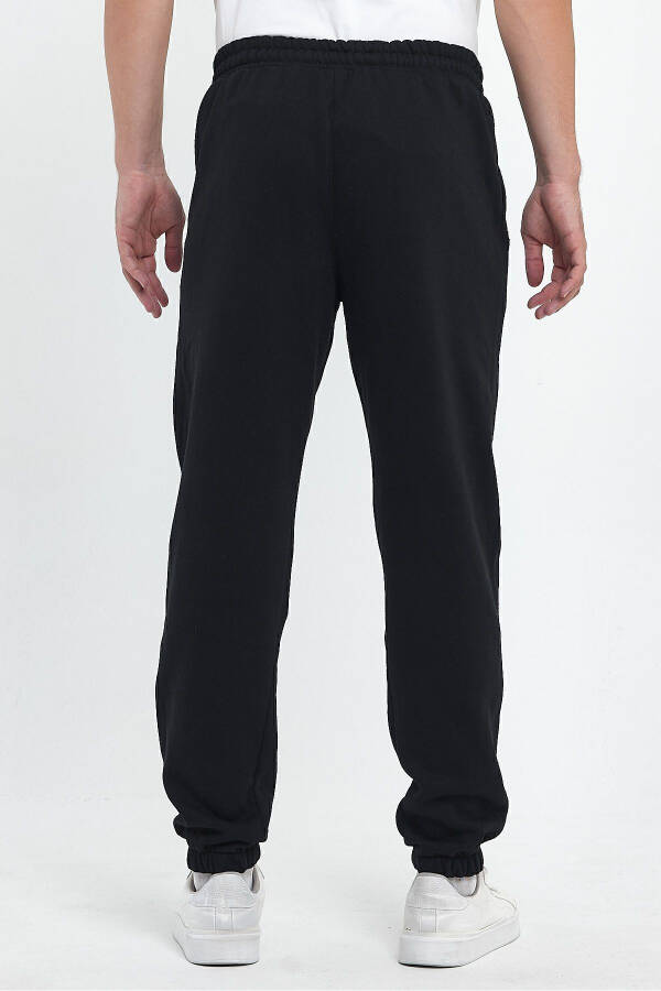 Men's Black Regular Fit Elastic Waistband Comfortable Sport Cotton Sweatpants - 6