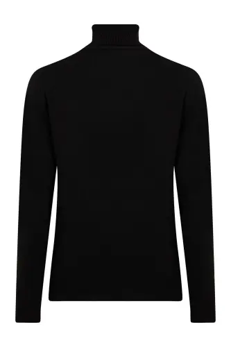 Men's Black Regular Fit Turtleneck Knit Sweater-S - 8