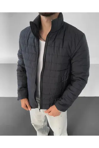 Men's Black Regular Waterproof Zipped Inner Pockets Puffer Jacket - Black 