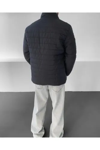 Men's Black Regular Waterproof Zipped Inner Pockets Puffer Jacket - Black - 6