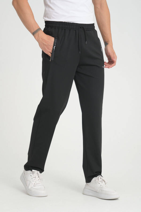 Men's Black Relaxed Fit Straight Leg Fleece Jogger Pants - 1