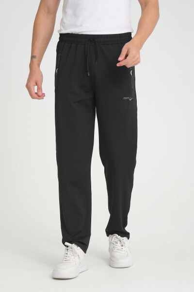 Men's Black Relaxed Fit Straight Leg Fleece Jogger Pants - 4