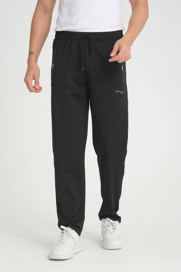 Men's Black Relaxed Fit Straight Leg Fleece Jogger Pants - 4