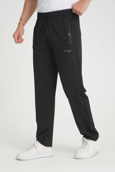 Men's Black Relaxed Fit Straight Leg Fleece Jogger Pants - 5