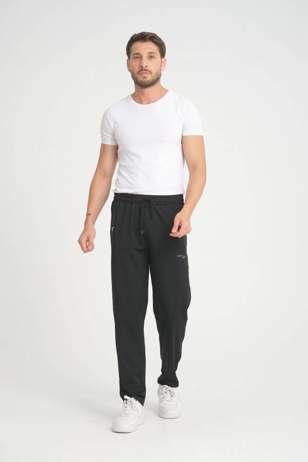 Men's Black Relaxed Fit Straight Leg Fleece Jogger Pants - 6