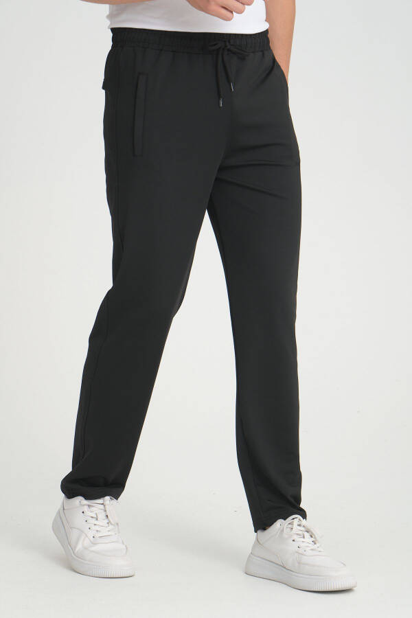 Men's Black Relaxed Fit Straight Leg Sweatpants - 1