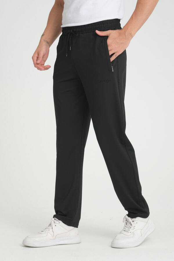 Men's Black Relaxed Fit Straight Leg Sweatpants - 2